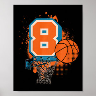 Kids 8th Birthday Boy Sketll Player Sketll 8 Years Poster