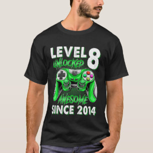 Kids 8th Birthday Boys 8 Year Old Level 8 Unlocked T-Shirt