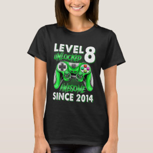 Kids 8th Birthday Boys 8 Year Old Level 8 Unlocked T-Shirt