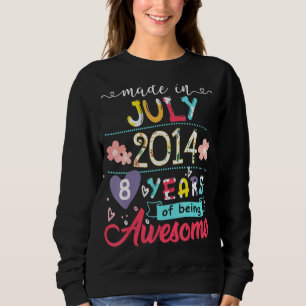 Kids 8th Birthday Floral   For Girls Born In July  Sweatshirt