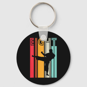 Kids 8th Birthday Gift Karate Retro Taekwondo Mart Keychain