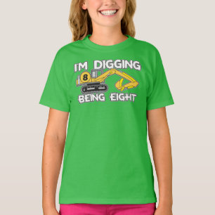 Kid's 8th Birthday I'm Digging Being Eight T-Shirt