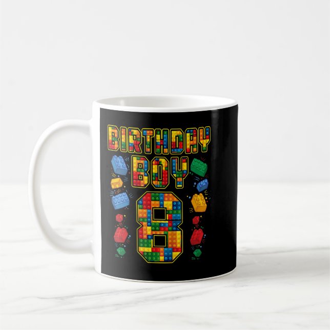 Kids 8th Birthday Master Builder 8 Years Old Block Coffee Mug (Left)