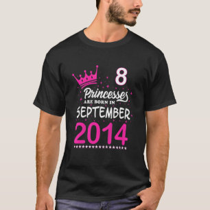 Kids 8th Birthday Pink Princesses Are Born In Sept T-Shirt