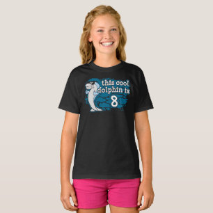 Kid's 8th Birthday This Cool Dolphin is Eight T-Shirt