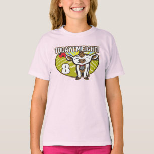 Kid's 8th Birthday Today I'm Eight! Cute Cow T-Shirt