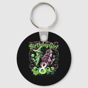 Kids 8th Birthday Witch Pink And Green 8 Years Old Keychain