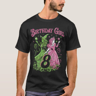 Kids 8th Birthday Witch Pink And Green 8 Years Old T-Shirt