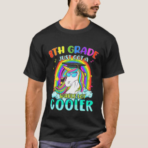 Kids 8th Grade Cooler Student Unicorn Rainbow Back T-Shirt