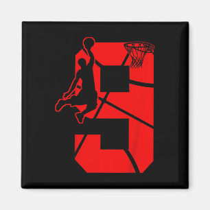 Kids 9 Year Old 9th Basketball Birthday PartyTheme Magnet