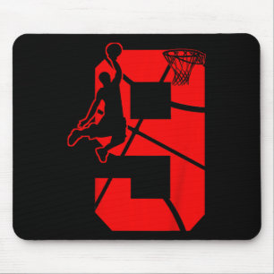 Kids 9 Year Old 9th Basketball Birthday PartyTheme Mouse Pad