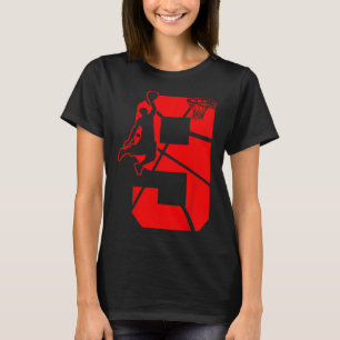 Kids 9 Year Old 9th Basketball Birthday PartyTheme T-Shirt