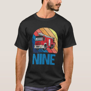 Kids 9 Year Old 9th Birthday Boy Firefighter Fire  T-Shirt