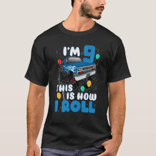 Kids 9 Year Old 9th Birthday Boy Monster Truck Car T-Shirt