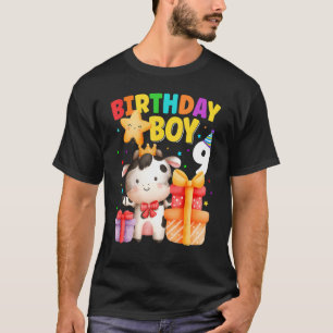 Kids 9 Year Old Birthday Boy 9th Cow Farm Animals  T-Shirt