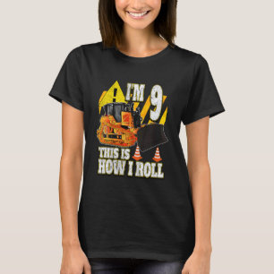 Kids 9 Year Old Birthday  Bulldozer T-Shirt
