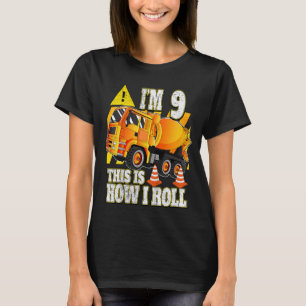 Kids 9 Year Old Birthday Concrete Mixer Truck T-Shirt
