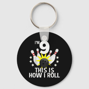 Kids 9 Year Old Bowling Birthday Party Shirt How I Keychain