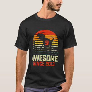 Kids 9 Year Old Boy 9th Birthday Dinosaur Rex Awes T-Shirt