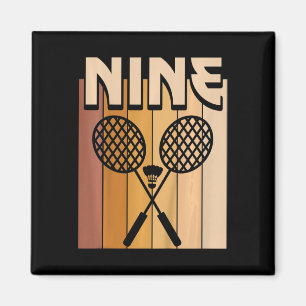 Kids 9 Year Old Dminton Birthday Boy 9th Birthday  Magnet