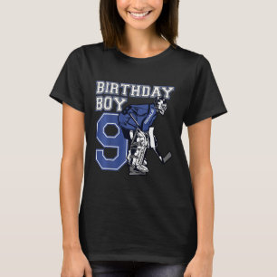 Kids 9 Year Old Ice Hockey Goalie Themed Birthday  T-Shirt