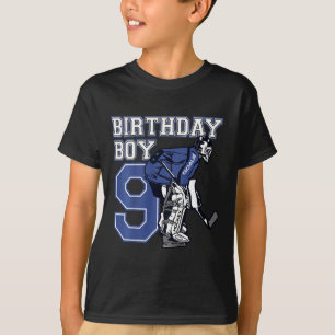 Kids 9 Year Old Ice Hockey Goalie Themed Birthday  T-Shirt