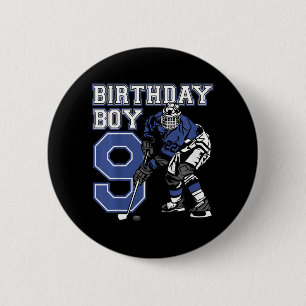 Kids 9 Year Old Ice Hockey Themed Birthday Party 9 2 Inch Round Button