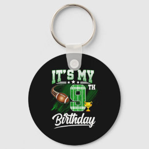 Kids 9 Year Old Its My 9th Birthday Football Theme Keychain