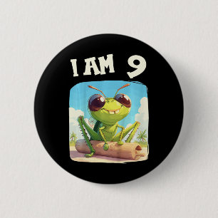 Kids 9 Years Old 9 Birthday Crickets Boy Girl Cric 2 Inch Round Button
