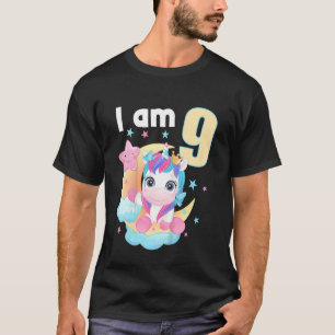Kids 9 Years Old 9 Birthday Outfit Boy Girl Unicor T-Shirt