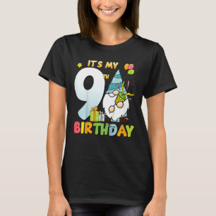 Kids 9 Years Old Boy Birthday Gift Gnome Shirt 9th