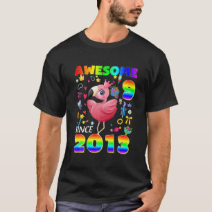 Kids 9 Years Old Cute Flamingo Awesome Since 2013 T-Shirt