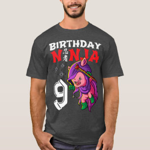 Kids 9 Years Old Kawaii Cute Pig Japanese 9th Birt T-Shirt
