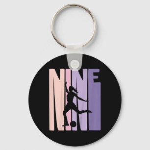 Kids 9 Years Soccer Girls Gift 9th Birthday Footba Keychain
