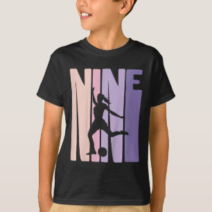 Kids 9 Years Soccer Girls Gift 9th Birthday Footba T-Shirt