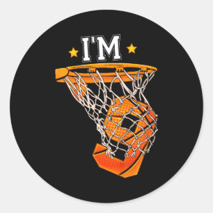 Kids 9th birthday basketball 9 boy girl 6th b t classic round sticker