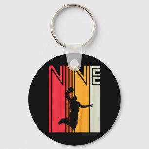 Kids 9th Birthday Basketball Lover 9 Years Old Ret Keychain