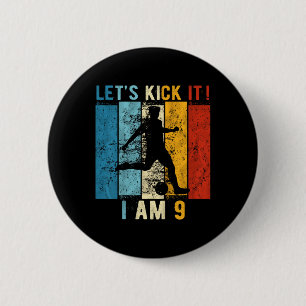 Kids 9th Birthday Boy Soccer 9 Year Old Birthday B 2 Inch Round Button