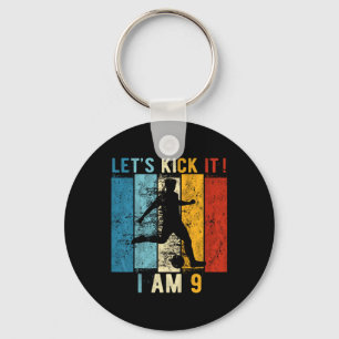 Kids 9th Birthday Boy Soccer 9 Year Old Birthday B Keychain