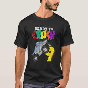 Kids 9th Birthday Boys Monster Truck 9 Year Old Ra T-Shirt