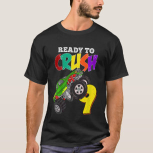 Kids 9th Birthday Boys Monster Truck 9 Year Old Ra T-Shirt