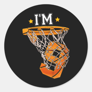 Kids 9th Birthday Bysketbyll I'm 9 Boy Girl 6th Bi Classic Round Sticker