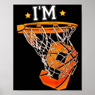 Kids 9th Birthday Bysketbyll Im 9 Boy Girl 6th Bi  Poster