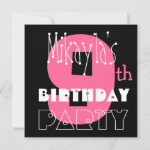 Kid's 9th Birthday Custom Name Modern Pink