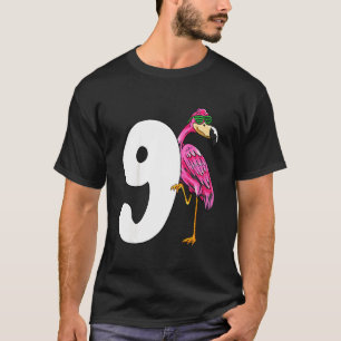 Kids 9th Birthday  For Girls Pink Flamingo  9 Year T-Shirt