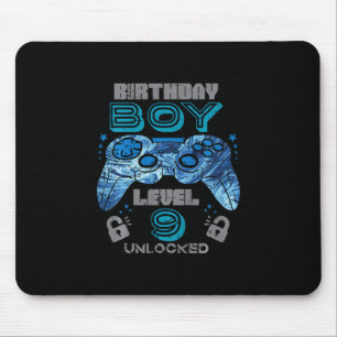 Kids 9th Birthday Gamer Level 9 Unlocked Video Gam Mouse Pad