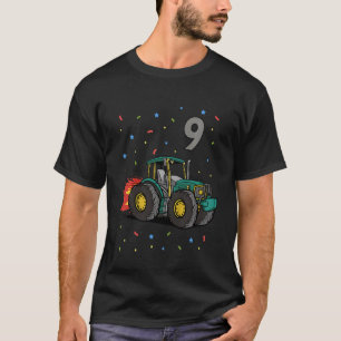 Kids 9th Birthday Nine Year Old Boy Tractor Digger T-Shirt