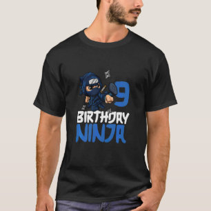 Kids 9th Birthday Ninja Bday Party 9 Years Old Shu T-Shirt