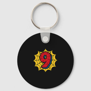 Kids 9th Birthday Spider Theme Party 9 Year Old Bo Keychain