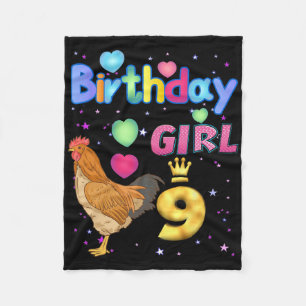 Kids 9years Old Chicken Its My 9th Birthday Girl C Fleece Blanket